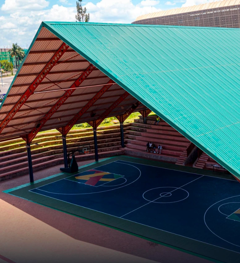 Supplied portrait photograph of Zaria Court’s covered basketball court and seating